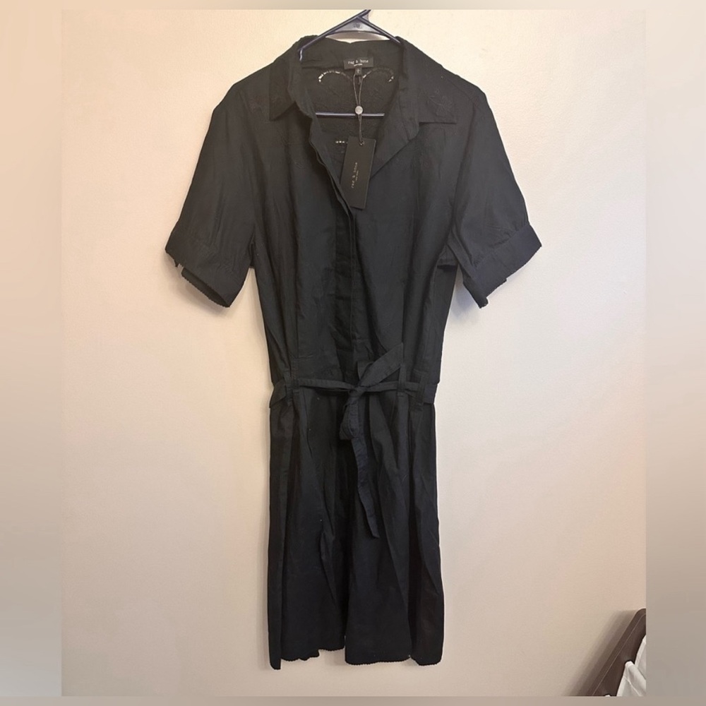 Rag & Bone Cotton Belted Embroidered Dress